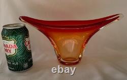 Mid Century Amberina Murano Art Glass Centerpiece Freeform Fan Vase Bowl