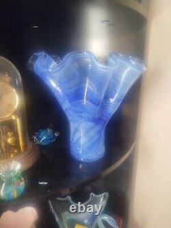 Mid Century Hand-Blown Large Handkerchief Murano Vase