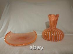 Mid-Century MURANO Guildcraft Hand-blown Glass Carafe Pitcher Decanter with Tray