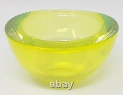 Mid Century Modern 1960s Thick Cenedese Murano Vaseline Glass Bowl-Excellent