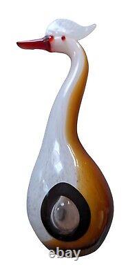 Mid Century Modern Hand Blown Art Glass Murano Style Heron Bird Sculpture MCM