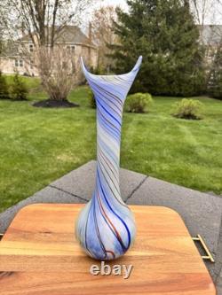 Mid-Century Modern Hand Blown Murano Style 17.5Tall Abstract Art Glass Vase