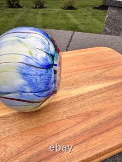 Mid-Century Modern Hand Blown Murano Style 17.5Tall Abstract Art Glass Vase
