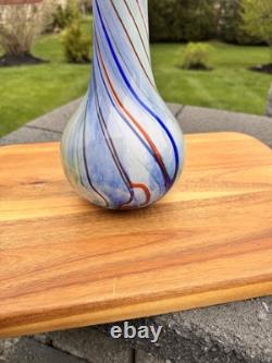 Mid-Century Modern Hand Blown Murano Style 17.5Tall Abstract Art Glass Vase