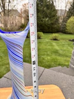 Mid-Century Modern Hand Blown Murano Style 17.5Tall Abstract Art Glass Vase