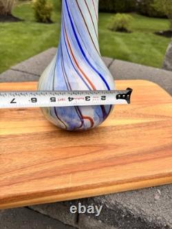 Mid-Century Modern Hand Blown Murano Style 17.5Tall Abstract Art Glass Vase
