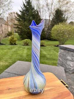 Mid-Century Modern Hand Blown Murano Style 17.5Tall Abstract Art Glass Vase
