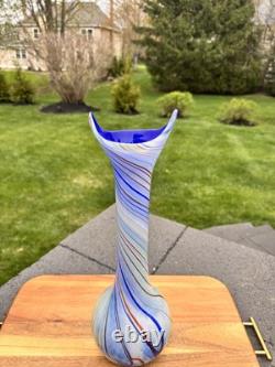 Mid-Century Modern Hand Blown Murano Style 17.5Tall Abstract Art Glass Vase
