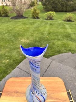 Mid-Century Modern Hand Blown Murano Style 17.5Tall Abstract Art Glass Vase