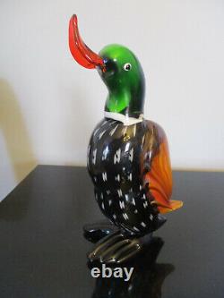 Mid Century Modern Murano Blown Art Glass Duck Bird Sculpture Statue Figurine