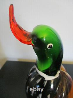 Mid Century Modern Murano Blown Art Glass Duck Bird Sculpture Statue Figurine