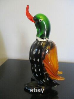 Mid Century Modern Murano Blown Art Glass Duck Bird Sculpture Statue Figurine