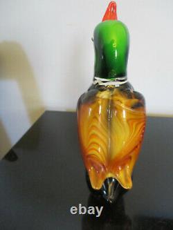 Mid Century Modern Murano Blown Art Glass Duck Bird Sculpture Statue Figurine