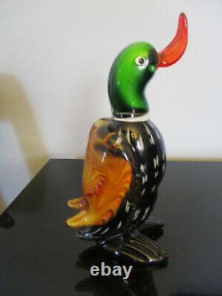 Mid Century Modern Murano Blown Art Glass Duck Bird Sculpture Statue Figurine