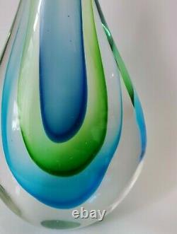 Mid Century Modern Murano Seguso Flavio Poli Teardrop Art Glass blue green clear
