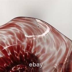 Mid Century Modern Purple & Clear Murano Glass Basket Vase Made In Italy 1960s