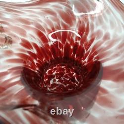 Mid Century Modern Purple & Clear Murano Glass Basket Vase Made In Italy 1960s