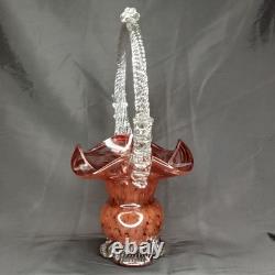 Mid Century Modern Purple & Clear Murano Glass Basket Vase Made In Italy 1960s