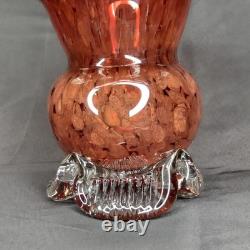 Mid Century Modern Purple & Clear Murano Glass Basket Vase Made In Italy 1960s