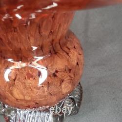 Mid Century Modern Purple & Clear Murano Glass Basket Vase Made In Italy 1960s