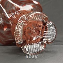 Mid Century Modern Purple & Clear Murano Glass Basket Vase Made In Italy 1960s