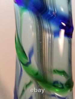 Mid Century Modern Seguso Murano Teardrop Glass Table Lamp Blue Green Hand Blown