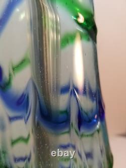 Mid Century Modern Seguso Murano Teardrop Glass Table Lamp Blue Green Hand Blown
