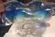 Mid Century Modern Venetian Aqua Blue And Clear Hand Blown Murano Art Glass