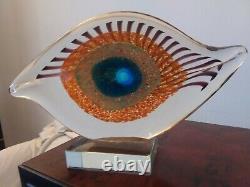 Mid Century Modern Vintage Murano Italian Art Glass Eye Sculpture Illuminatti