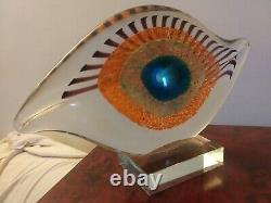 Mid Century Modern Vintage Murano Italian Art Glass Eye Sculpture Illuminatti