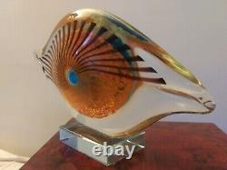 Mid Century Modern Vintage Murano Italian Art Glass Eye Sculpture Illuminatti