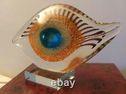 Mid Century Modern Vintage Murano Italian Art Glass Eye Sculpture Illuminatti