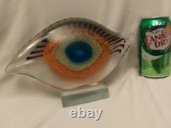 Mid Century Modern Vintage Murano Italian Art Glass Eye Sculpture Illuminatti