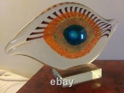 Mid Century Modern Vintage Murano Italian Art Glass Eye Sculpture Illuminatti