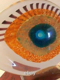 Mid Century Modern Vintage Murano Italian Art Glass Eye Sculpture Illuminatti