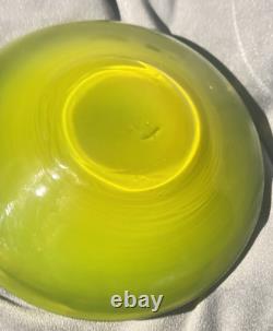 Mid-Century Murano Art Glass Lime Green Sommerso Geode UFO Bowl 1960's Italy