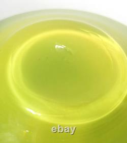 Mid-Century Murano Art Glass Lime Green Sommerso Geode UFO Bowl 1960's Italy