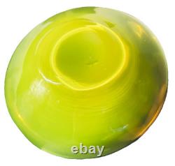 Mid-Century Murano Art Glass Lime Green Sommerso Geode UFO Bowl 1960's Italy