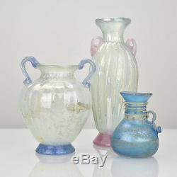 Mid Century Murano Corroso Scavo Glass Vase Vetri d'Arte Seguso Roman Style