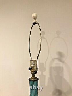 Mid-Century Murano Glass Italian Swirl Ribbon Hand Blown Huge Lamp Aqua Large