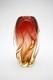 Mid Century Murano Glass Swirl Vase Red Yellow Clear Glass Hand Blown 8 h