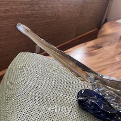 Mid Century Murano Hand Blown Art Glass Blue Roadrunner Figurine Bird 17in