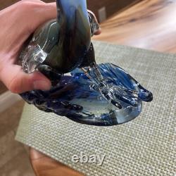 Mid Century Murano Hand Blown Art Glass Blue Roadrunner Figurine Bird 17in