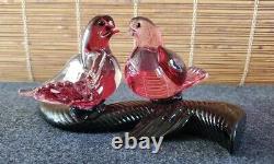 Mid Century Murano Love Birds Branch Art Glass Sculpture