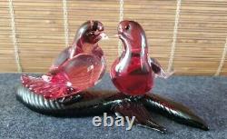 Mid Century Murano Love Birds Branch Art Glass Sculpture