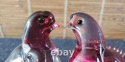 Mid Century Murano Love Birds Branch Art Glass Sculpture