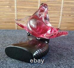 Mid Century Murano Love Birds Branch Art Glass Sculpture