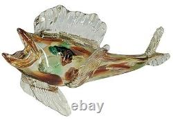 Mid-Century Murano Venetian Glass Fish Figurine Hand Blown Figural 14