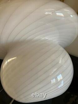 Mid Century Murano Vetri Italian White Blown Glass Mushroom Lamp 16 High