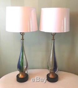 Mid Century Pair Murano Barovier & Toso Attributed Handblown Glass Lamps